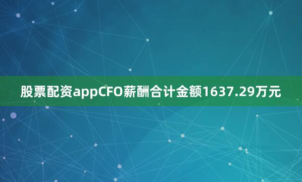 股票配资appCFO薪酬合计金额1637.29万元
